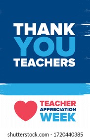 Teacher Appreciation Week in United States. Celebrated annual in May. In honour of teachers who hard work and teach our children. School and education. Student learning concept. Vector illustration
