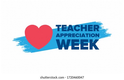 Teacher Appreciation Week in United States. Celebrated annual in May. In honour of teachers who hard work and teach our children. School and education. Student learning concept. Vector illustration