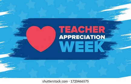 Teacher Appreciation Week in United States. Celebrated annual in May. In honour of teachers who hard work and teach our children. School and education. Student learning concept. Vector illustration