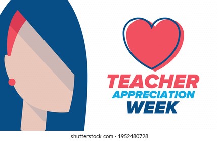 Teacher Appreciation Week in United States. Celebrated annual in May. In honour of teachers who hard work and teach our children. School and education. Student learning concept. Vector illustration