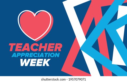 Teacher Appreciation Week in United States. Celebrated annual in May. In honour of teachers who hard work and teach our children. School and education. Student learning concept. Vector illustration