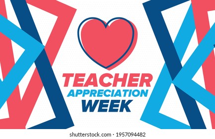 Teacher Appreciation Week in United States. Celebrated annual in May. In honour of teachers who hard work and teach our children. School and education. Student learning concept. Vector illustration