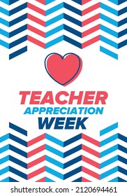 Teacher Appreciation Week in United States. Celebrated annual in May. In honour of teachers who hard work and teach our children. School and education. Student learning concept. Vector illustration