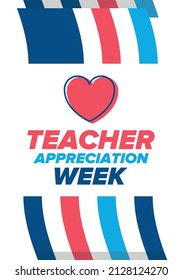 Teacher Appreciation Week in United States. Celebrated annual in May. In honour of teachers who hard work and teach our children. School and education. Student learning concept. Vector illustration