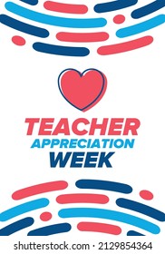 Teacher Appreciation Week in United States. Celebrated annual in May. In honour of teachers who hard work and teach our children. School and education. Student learning concept. Vector illustration