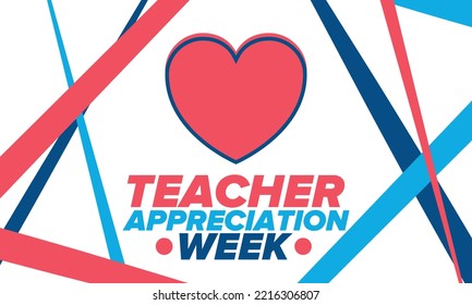 Teacher Appreciation Week In United States. Celebrated Annual In May. In Honour Of Teachers Who Hard Work And Teach Our Children. School And Education. Student Learning Concept. Vector Illustration