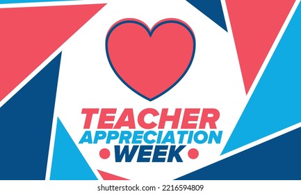 Teacher Appreciation Week In United States. Celebrated Annual In May. In Honour Of Teachers Who Hard Work And Teach Our Children. School And Education. Student Learning Concept. Vector Illustration