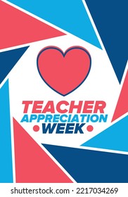 Teacher Appreciation Week In United States. Celebrated Annual In May. In Honour Of Teachers Who Hard Work And Teach Our Children. School And Education. Student Learning Concept. Vector Illustration