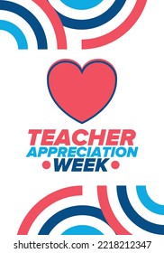 Teacher Appreciation Week in United States. Celebrated annual in May. In honour of teachers who hard work and teach our children. School and education. Student learning concept. Vector illustration