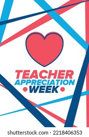 Teacher Appreciation Week in United States. Celebrated annual in May. In honour of teachers who hard work and teach our children. School and education. Student learning concept. Vector illustration