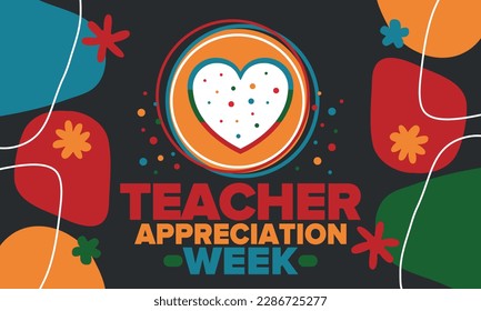 Teacher Appreciation Week in United States. Celebrated annual in May. In honour of teachers who hard work and teach our children. School and education. Student learning concept. Vector illustration