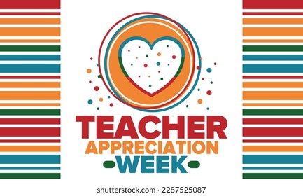 Teacher Appreciation Week in United States. Celebrated annual in May. In honour of teachers who hard work and teach our children. School and education. Student learning concept. Vector illustration