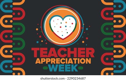 Teacher Appreciation Week in United States. Celebrated annual in May. In honour of teachers who hard work and teach our children. School and education. Student learning concept. Vector illustration