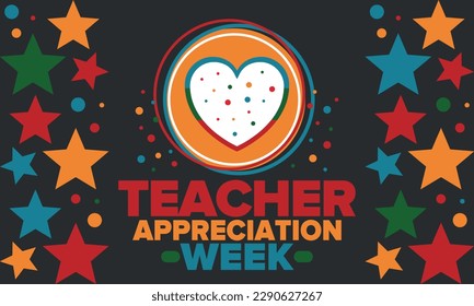 Teacher Appreciation Week in United States. Celebrated annual in May. In honour of teachers who hard work and teach our children. School and education. Student learning concept. Vector illustration