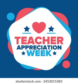 Teacher Appreciation Week in United States. Celebrated annual in May. In honour of teachers who hard work and teach our children. School and education. Student learning concept. Vector illustration