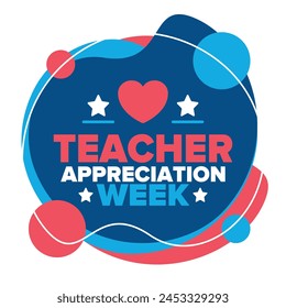 Teacher Appreciation Week in United States. Celebrated annual in May. In honour of teachers who hard work and teach our children. School and education. Student learning concept. Vector illustration