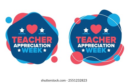 Teacher Appreciation Week in United States. Celebrated annual in May. In honour of teachers who hard work and teach our children. School and education. Student learning concept. Vector illustration