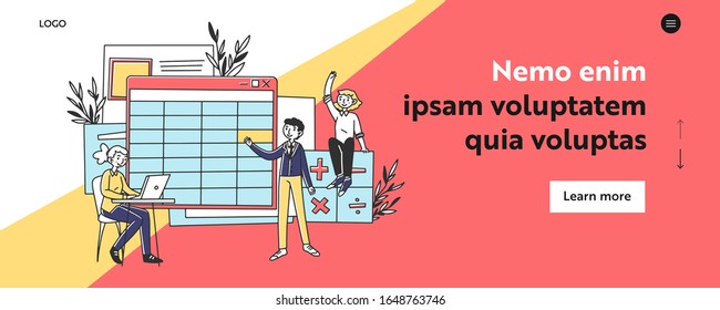 Teacher asking pupils in class. Students raising hands, math lesson flat vector illustration. Teaching, school, education concept for banner, website design or landing web page