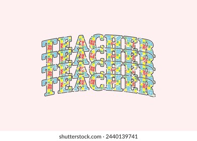 Teacher Autism EPS Design, Varsity T-shirt Design