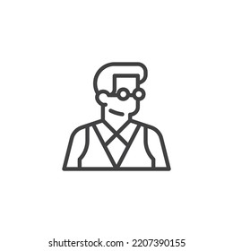 Teacher avatar line icon. linear style sign for mobile concept and web design. Man with glasses outline vector icon. Symbol, logo illustration. Vector graphics