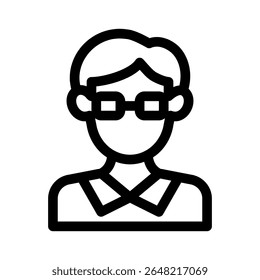 Teacher avatar line icon. Simple vector symbol used for school, travel, or education themes. Clean linear design, Thin stroke design, isolated on white.