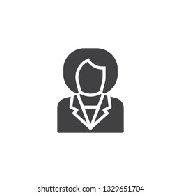 Teacher avatar vector icon. filled flat sign for mobile concept and web design. Woman in suit glyph icon. Faceless people avatar symbol, logo illustration. Pixel perfect vector graphics