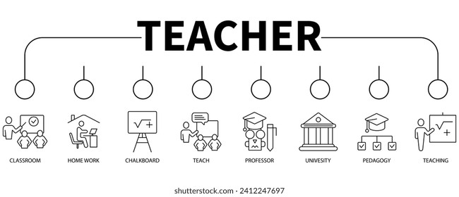 Teacher banner web icon vector illustration concept