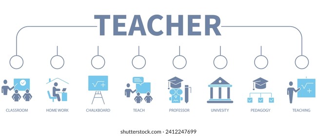Teacher banner web icon vector illustration concept