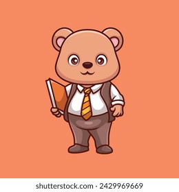 Teacher Bear Cute Cartoon Character Illustration