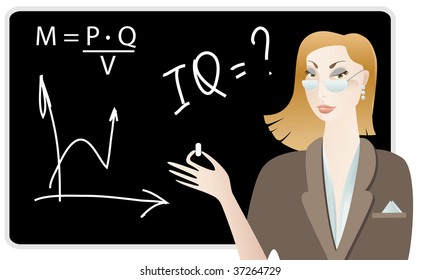 Teacher beside boards