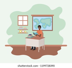 teacher black in the geography class