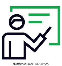 Teacher and blackboard