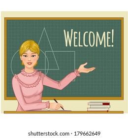 Teacher at blackboard