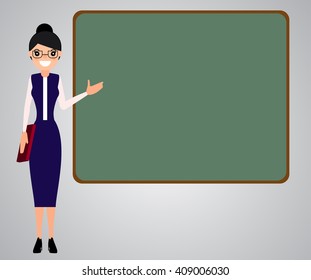 A teacher at the blackboard