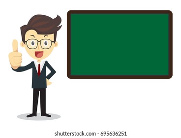 teacher and blackboard