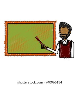 Teacher with blackboard