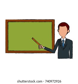 Teacher with blackboard