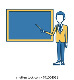 Teacher with blackboard