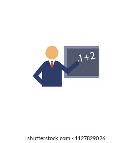 teacher at the blackboard colored icon. Element of school icon for mobile concept and web apps. Detailed teacher at the blackboard icon can be used for web and mobile. Simple icon
