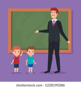 Teacher with blackboard design