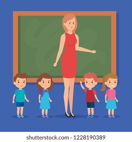 Teacher with blackboard design