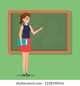 Teacher with blackboard design
