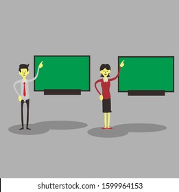 teacher with blackboard, flat vector teachers