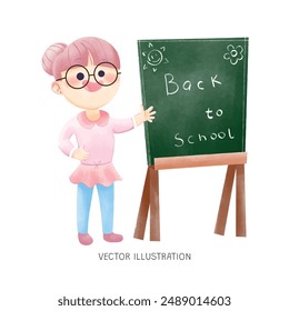 Teacher and Blackboard Illustration Back to School