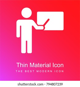 Teacher at the blackboard red and pink gradient material white icon minimal design