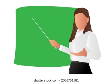 the teacher at the blackboard shows with a stick vector design