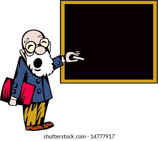 A teacher at a blackboard. Vector
