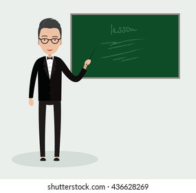 teacher at the blackboard, vector flat