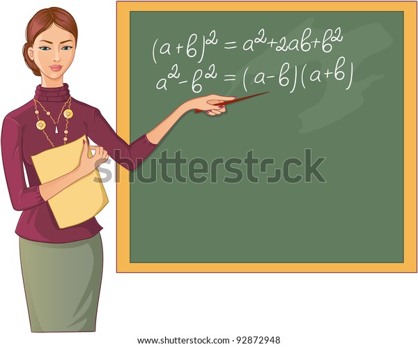 Teacher Blackboard Vector Image Young Teacher Stock Vector (Royalty ...