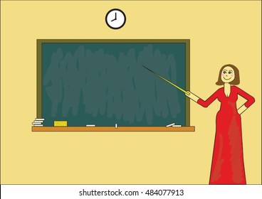 Teacher and blackboard vector, space for your text back to school!